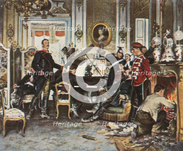 In the Troops' Quarters outside Paris, 1870/71, (1936). Creator: Unknown.