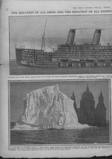 Sectional diagram of the 'Titanic', and iceberg, April 20, 1912. Creator: Unknown.