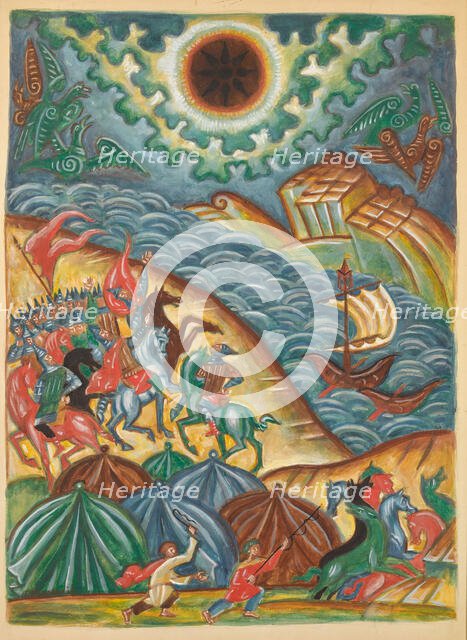 Igor's Campaign. Illustration to The Tale of Igor's Campaign, ca 1928. Creator: Stelletsky, Dmitri Semyonovich (1875-1947).