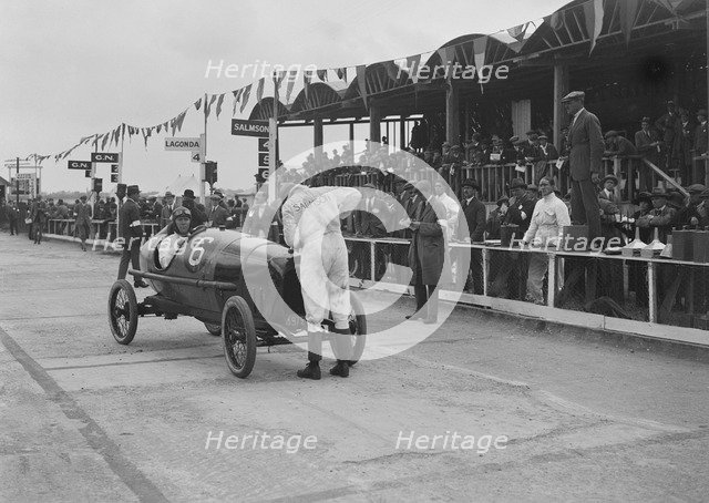 Salmson of M Devaux at the JCC 200 Mile Race, Brooklands, Surrey, 1921. Artist: Bill Brunell.