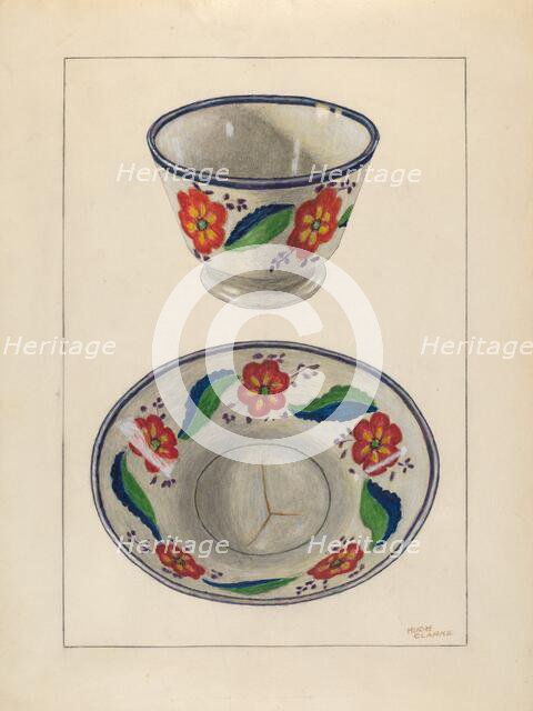 Cup and Saucer, c. 1936. Creator: Hugh Clarke.