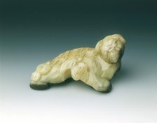 Jade mythical animal with bat, Jin or Yuan dynasty, China, 1115-1368. Artist: Unknown