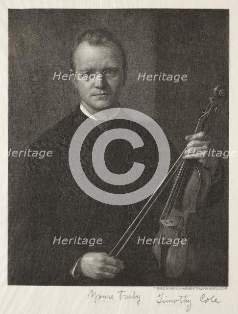 Old Italian Masters: Portrait of Timothy Cole (Man with Violin), 1892. Creator: Timothy Cole (American, 1852-1931).