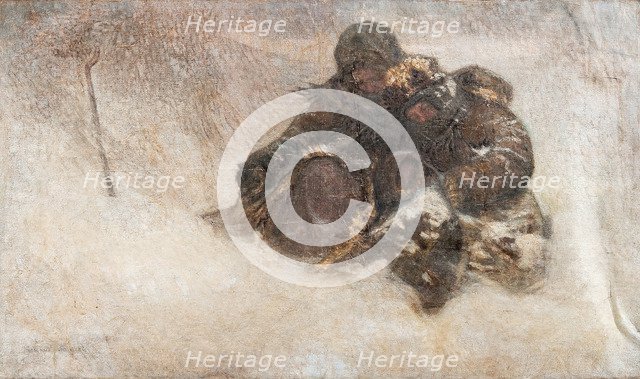 Snowstorm. Children. Artist: Bogdanov-Belsky, Nikolai Petrovich (1868-1945)