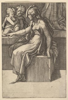 Seated Woman with two Children, 16th century. Creator: Unknown.
