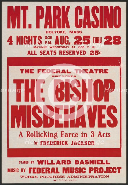 The Bishop Misbehaves, Holyoke, MA, 1937. Creator: Unknown.