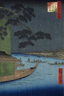 The ‘Pine of Success’ at the Onmaya Embankment, Asakusa River, 1856. Creator: Ando Hiroshige.