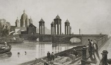Trinity Church (Troitskoi Church) and bridge over Fontanka Canal, Saint Petersburg, Russia, 1839. Creator: Samuel Cholet.