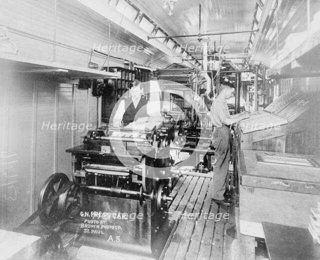 Press room on press car, 1913. Creator: Bain News Service.