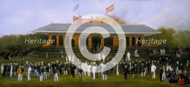 'Portrait Group of Members of the Marylebone Cricket Club outside the Pavilion at Lord's', c1870. Artist: Henry Barraud