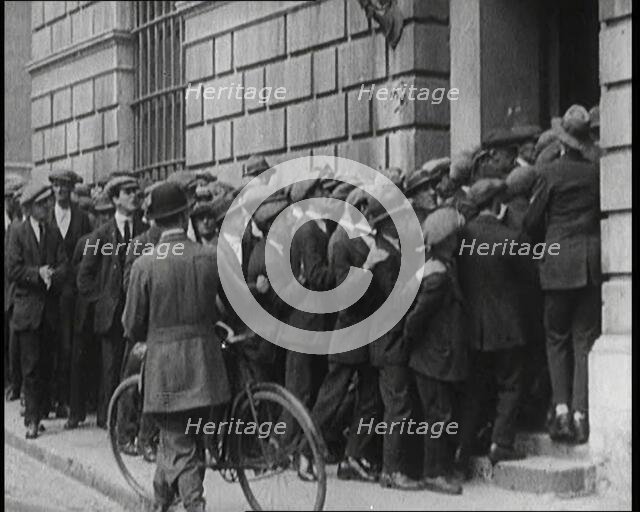 Long Queues of Irish Men Waiting to Enlist in the New Free State Army, 1922. Creator: British Pathe Ltd.