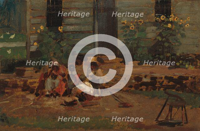 Sketch of a Cottage Yard, c. 1876. Creator: Winslow Homer.