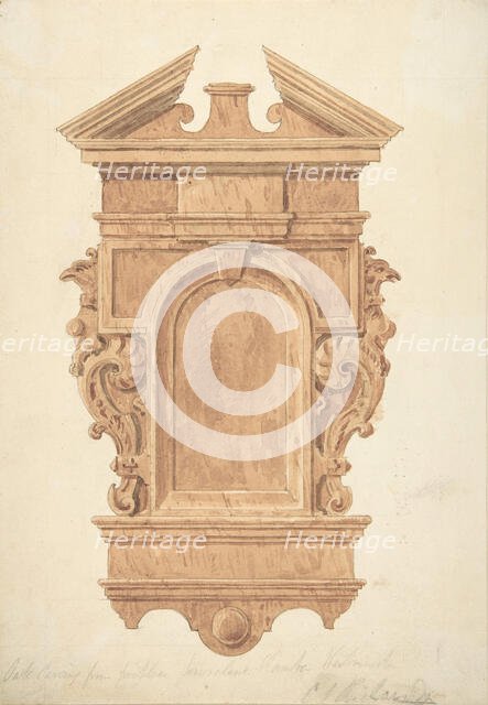 Design for Oak Carving, from the Fireplace, Jerusalem Chamber, Westminster, 1820-71. Creator: Charles James Richardson.