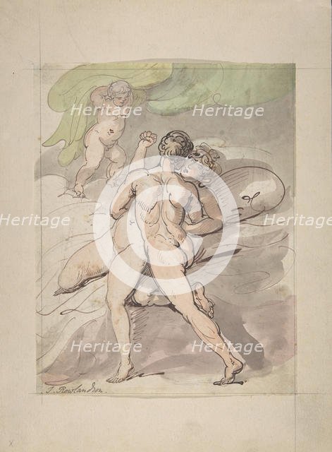 Nude Couple Embracing, 1780-1827. Creator: Thomas Rowlandson.