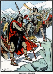 Hannibal crossing the Alps, 218 BC (early 20th century). Artist: Unknown