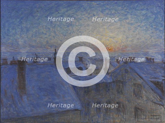 Sunrise over the Rooftops. Motif from Stockholm , 1903.