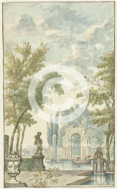 Garden with water feature, 1757-1822. Creator: Hermanus Petrus Schouten.