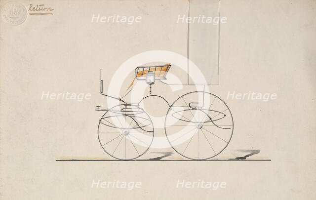 Design for 4 seat Phaeton, no top (unnumbered), 1850-70. Creator: Brewster & Co.