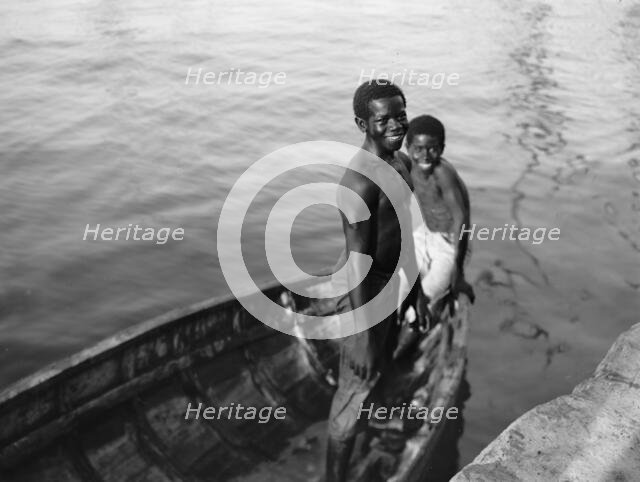Negro diving boys, Nassau, W.I., between 1900 and 1906. Creator: William H. Jackson.