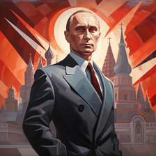 AI IMAGE - Portrait of Vladimir Putin standing in Red Square, Moscow, 2023. Creator: Heritage Images.