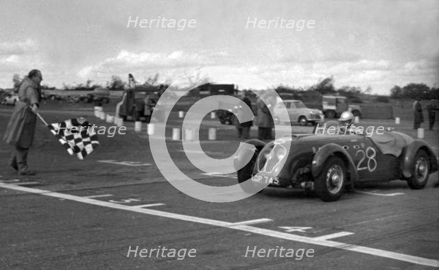 Healey Silverstone, H.Kemp at Snetterton 1953. Creator: Unknown.