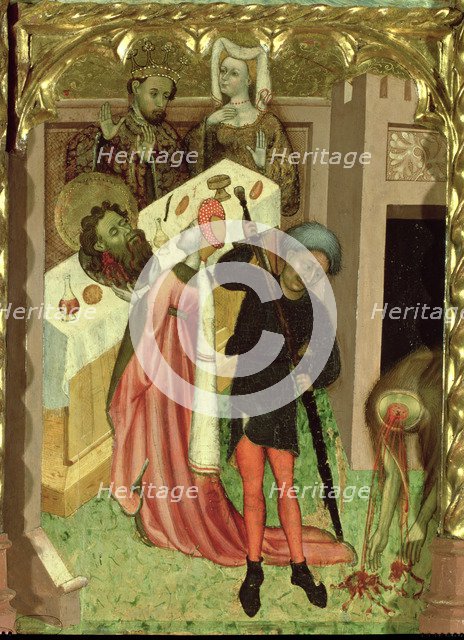 Altarpiece of St John the Baptist. Table of decapitation and delivery of his head to Salome, temp…