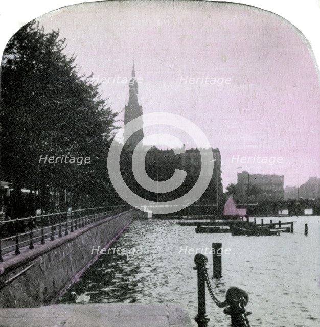 City Hall and the Alster, Hamburg, Germany, late 19th century. Artist: Unknown