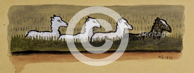 Sheep in Line, 1895. Creator: Hugo Simberg.