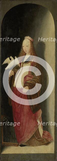 Saint Cecilia, right wing of a triptych, 1490-1500. Creator: Master of Brunswick.