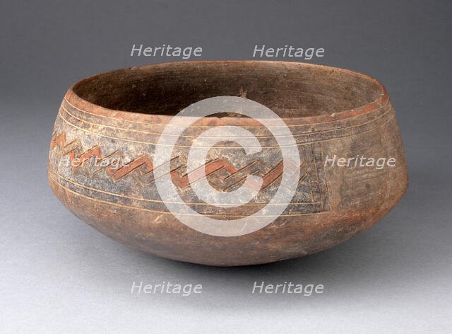 Bowl Incised and Painted with Interlocking Geometric Band, 650/150 B.C. Creator: Unknown.