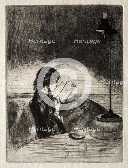 Reading by Lamplight, 1859. Creator: James McNeill Whistler (American, 1834-1903).