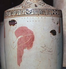 Detail of a Greek lekythos showing a mistress and maid, 5th century BC. Artist: Unknown