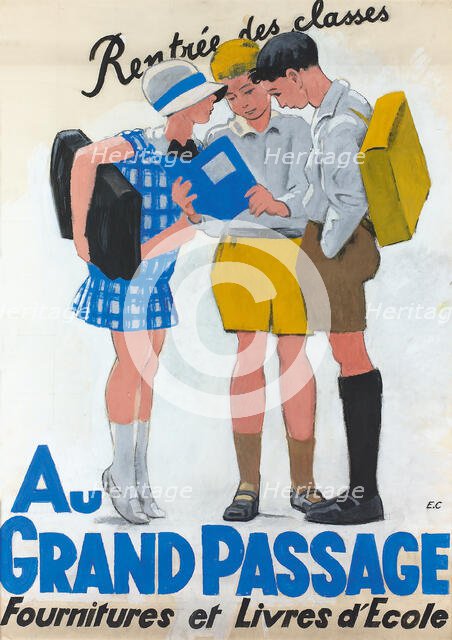 Au Grand Passage. Fournitures et Livres d'Ecole, . Creator: Cardinaux; Emil (1877-1936).