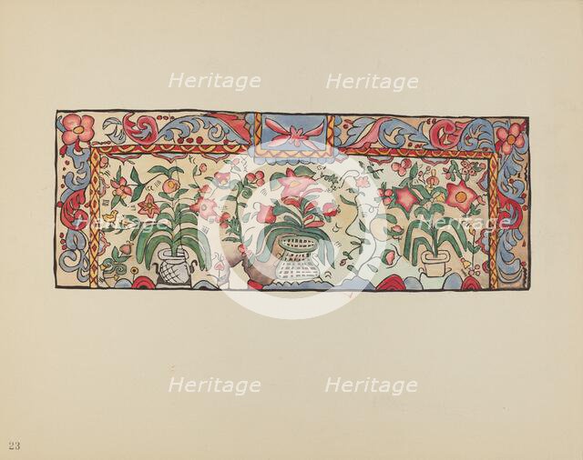 Plate 23: Painting on Buckskin: From Portfolio "Spanish Colonial Designs of New Mexico", 1935/1942. Creator: Unknown.