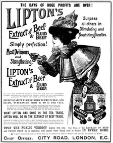 Advertisement for Lipton's Extract of Beef and Fluid Beef, 1898. Creator: Unknown.
