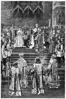 The coronation of Emperor Alexander III and Empress Maria Fyodorovna, 1883 (late 19th century). Artist: Unknown