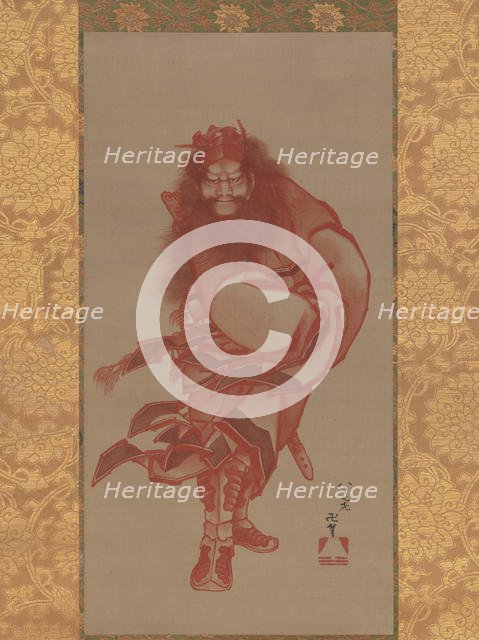 Red Shoki, the Demon Queller, dated 1847. Creator: Hokusai.