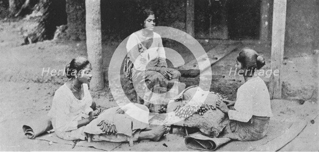 'Lace Makers. - Ceylon Lace is entirely hand made', c1890, (1910). Artist: Alfred William Amandus Plate.