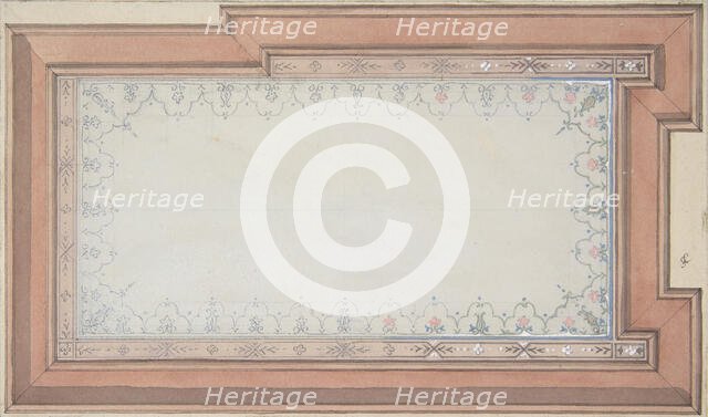 Design for the painted decoration of a ceiling, 1830-97. Creators: Jules-Edmond-Charles Lachaise, Eugène-Pierre Gourdet.