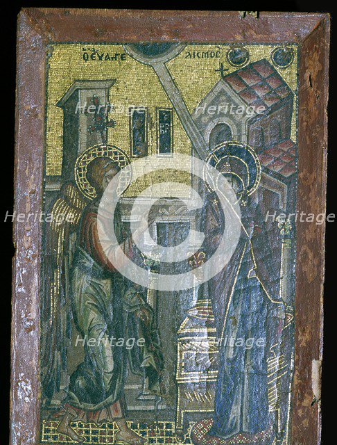 Miniature Byzantine mosaic of the Annunciation, 14th century. Artist: Unknown