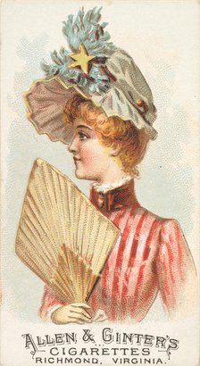 Plate 18, from the Fans of the Period series (N7) for Allen & Ginter Cigarettes Brands, 1889. Creator: Allen & Ginter.