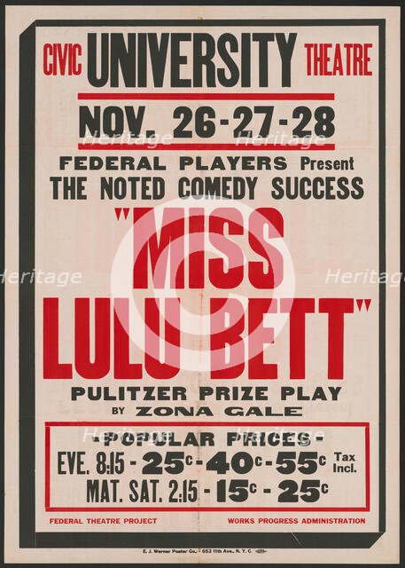 Miss Lulu Bett 1, Syracuse, NY, 1936. Creator: Unknown.