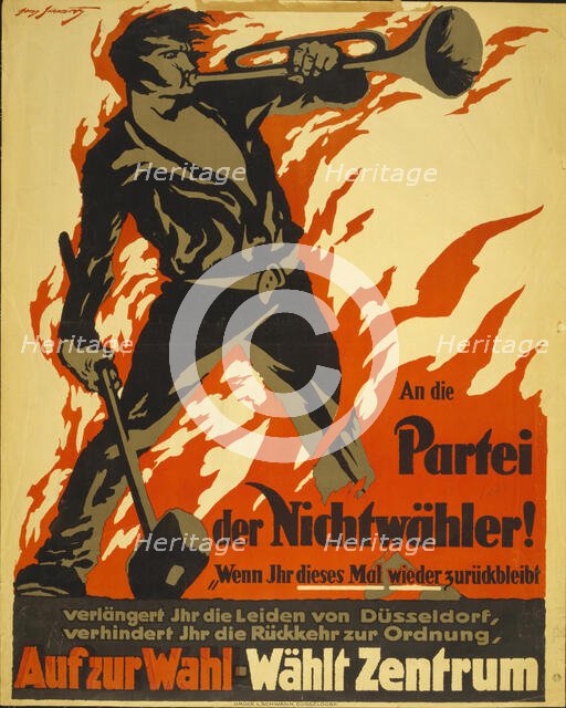 To the party of non-voters! Go to the polls - vote for the center, 1919. Creator: Schwartz, Georg (1871-1948).