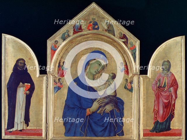 Madonna and Child with St Dominic and St Aurea', c1315. Artist: Duccio di Buoninsegna
