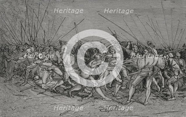 The Lansquenets' Battle, Soldiers of the German infantry, c1530, (1877).  Creator: Unknown.