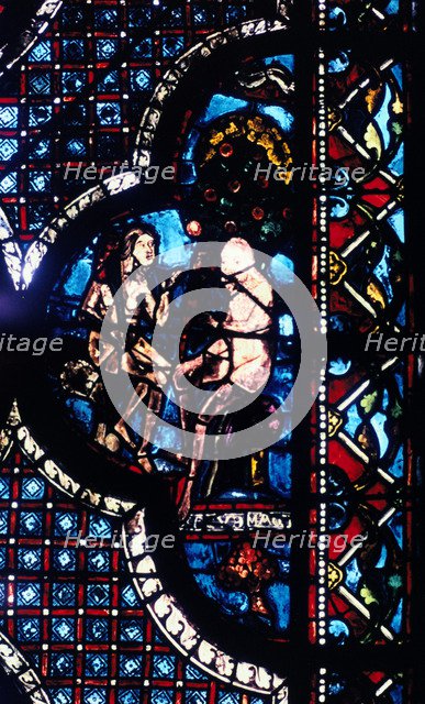 Adam and Eve, stained glass, Chartres Cathedral, France, 1205-1215. Artist: Unknown