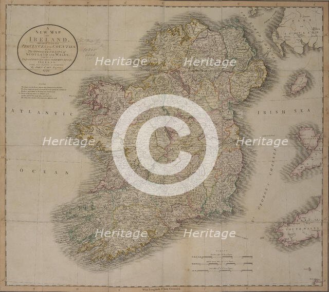 'A New Map of Ireland', 1799. Creator: John Cary.