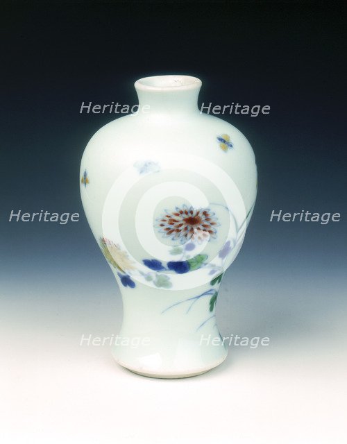 Doucai miniature meiping vase, Yongzheng period, Qing dynasty, China, 1723-1735. Artist: Unknown