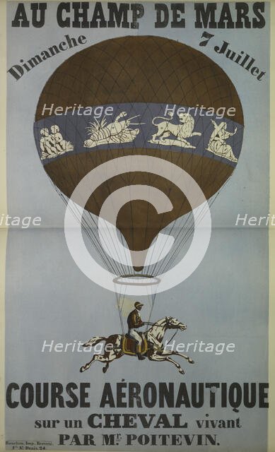 Ascension équestre de Jean-Eugène Poitevin to Champ de Mars, the 7th of July 1850, 1850. Creator: Unknown artist.