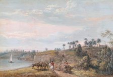 View of Chatham, on the River Medway, Rochester in Distance, 1802. Creator: Paul Sandby.